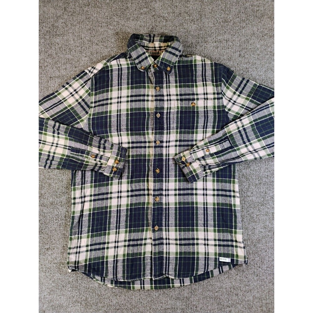 Boston Traders Luxury Vintage Men's S Plaid Flannel Shirt Green Navy Button Up